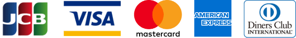 JCB, VISA, Mastercard, AMERICAN EXPRESS, Diners Club